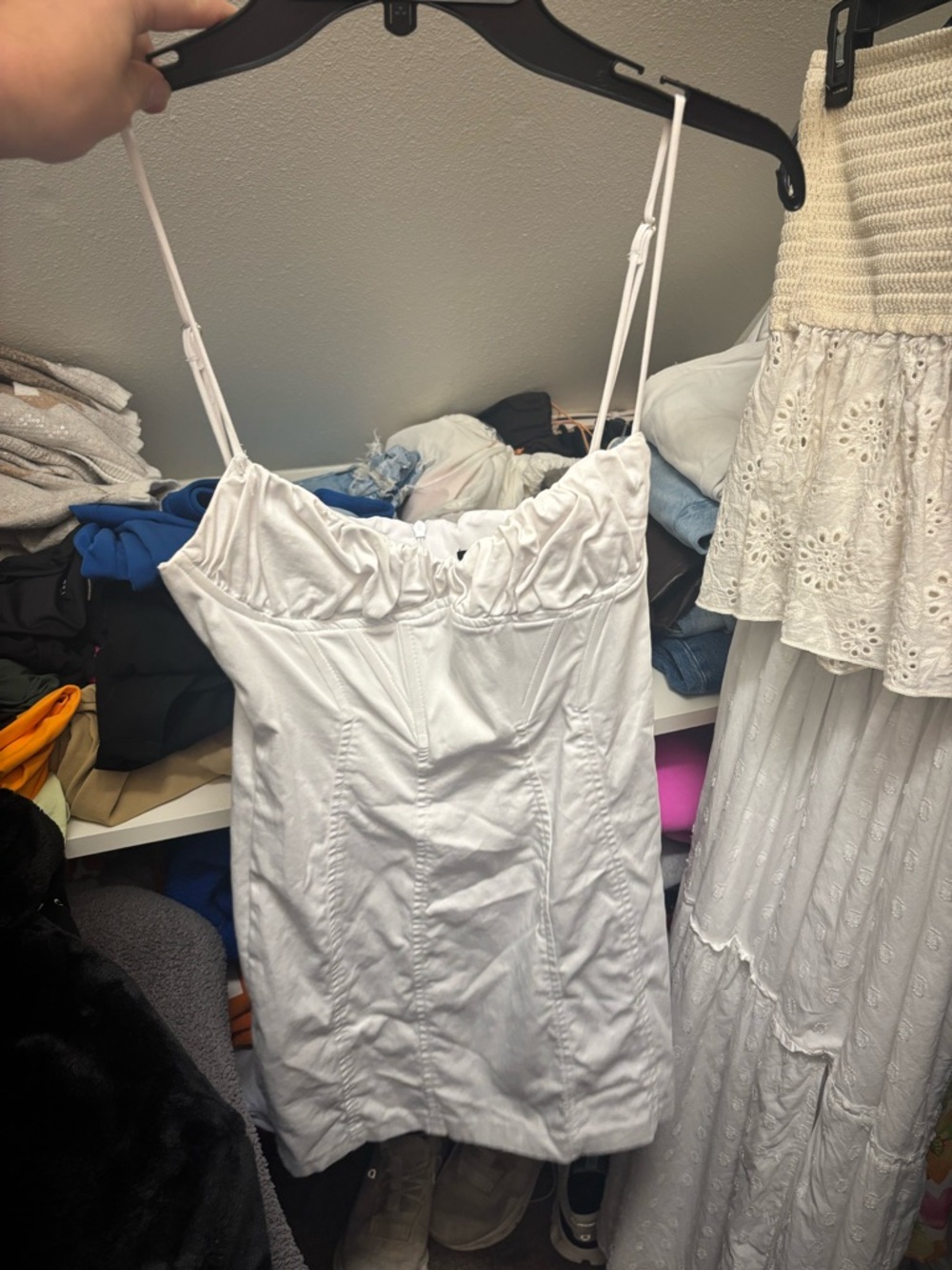 White ZARA Sleeveless Mini Dress with Spaghetti Straps